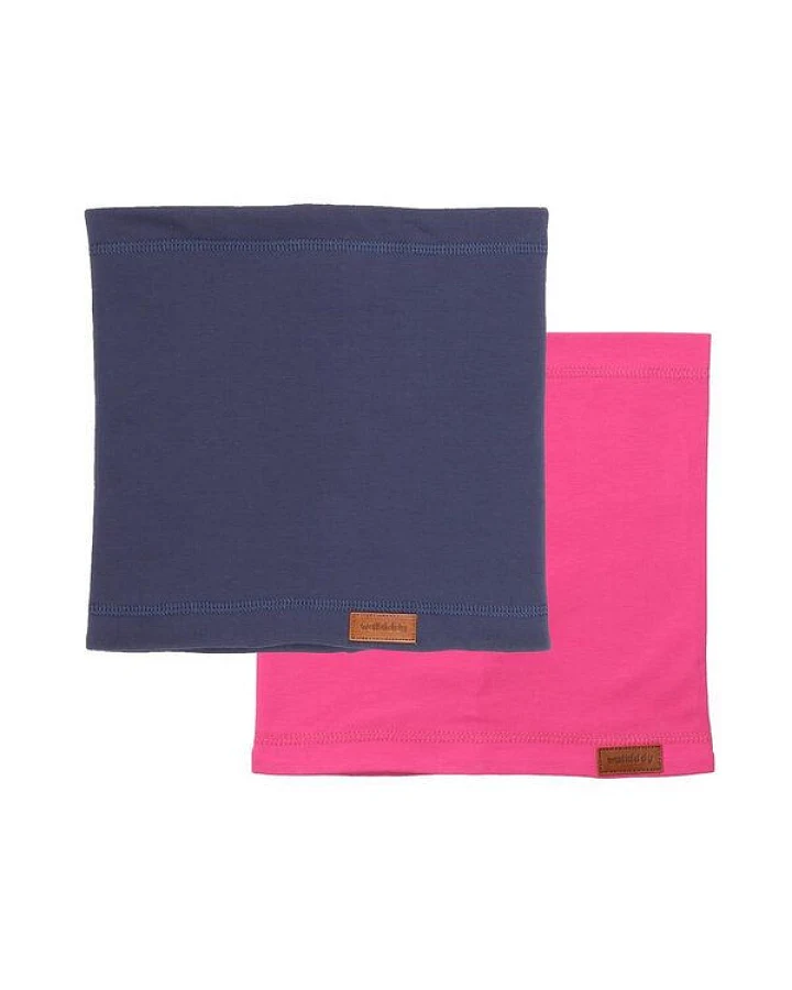 Kinder Schal GOTS-zertifiziert aus Bio-Baumwolle, navy & pink, doppellagig – Walkiddy, weich, hautfreundlich, nachhaltig & fair hergestellt