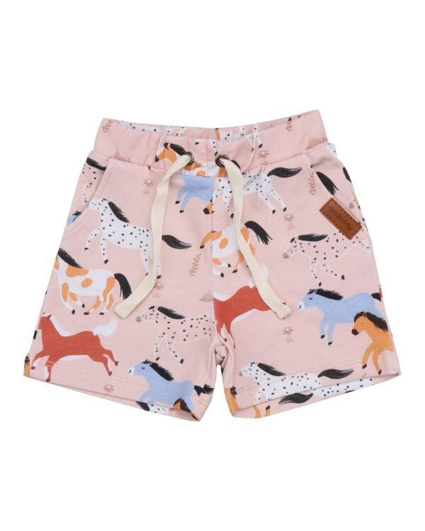 Bio-Baumwollshorts Baby Horses in Rosa - Nachhaltig & Allergikerfreundlich von Walkiddy – GOTS zertifiziert – Ansicht 2