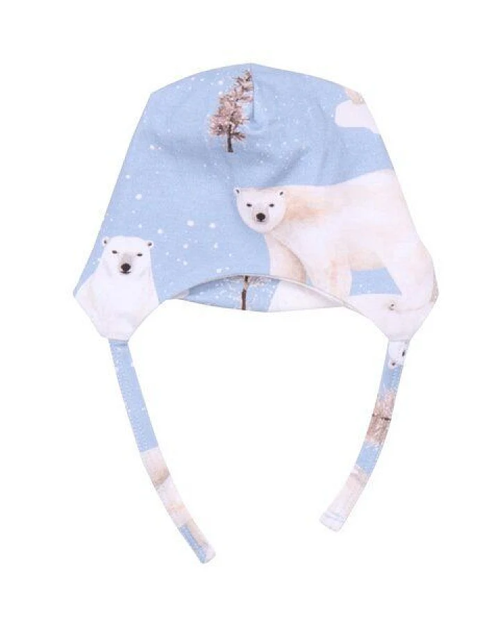 Walkiddy Umweltfreundliche Polar Bear Family Mütze - Blau, Nachhaltige & Allergikerfreundliche Mode – GOTS zertifiziert