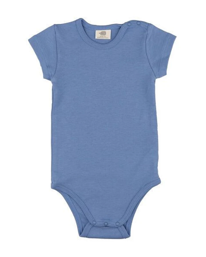 Baby Kurzarmbody GOTS zertifiziert – Hellblau, schlicht & bequem, weich auf der Haut
