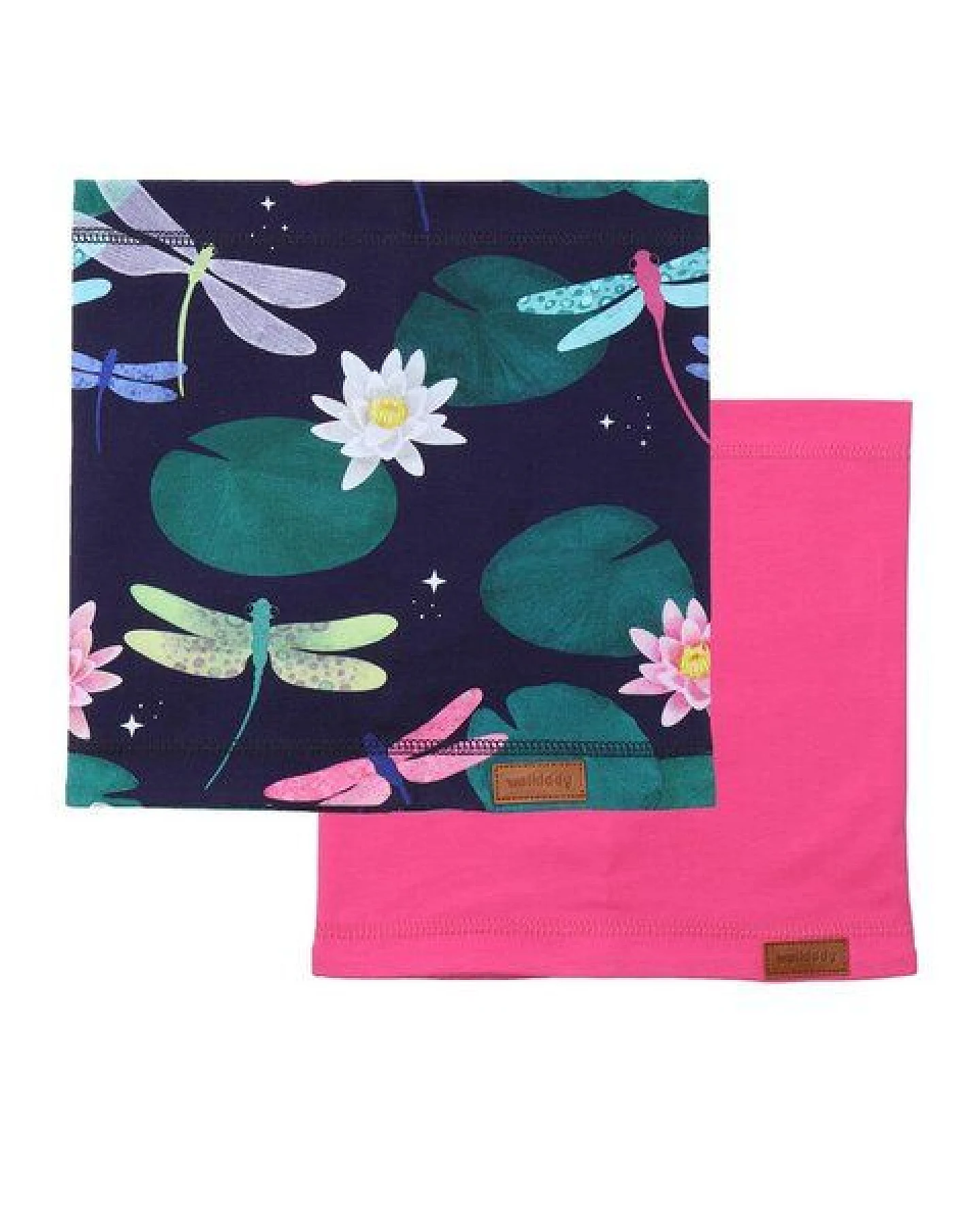 Kinder Schal Bio-Baumwolle GOTS "Colorful Dragonflies" rosa – weicher, veganer, fair produzierter Walkiddy Kinderschal für empfindliche Haut und nachhaltige Outfits – Ansicht 2