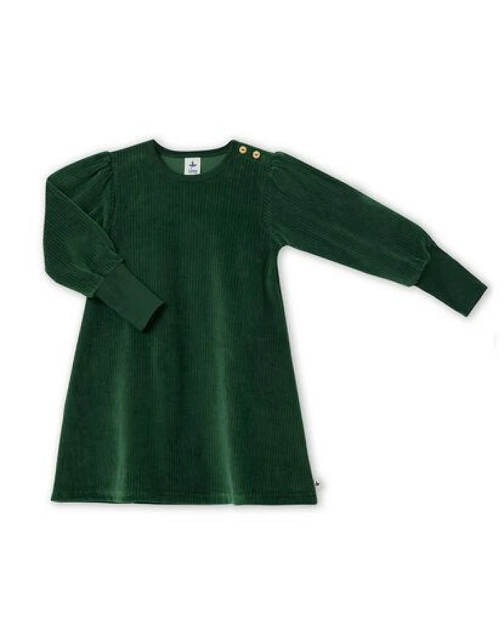Leela Cotton Nachhaltiges Kinder Langarmkleid aus Cordstoff – 100% Bio Baumwolle Langarm-Kleid für Mädchen, Strickkleid mit Rundhalsausschnitt
