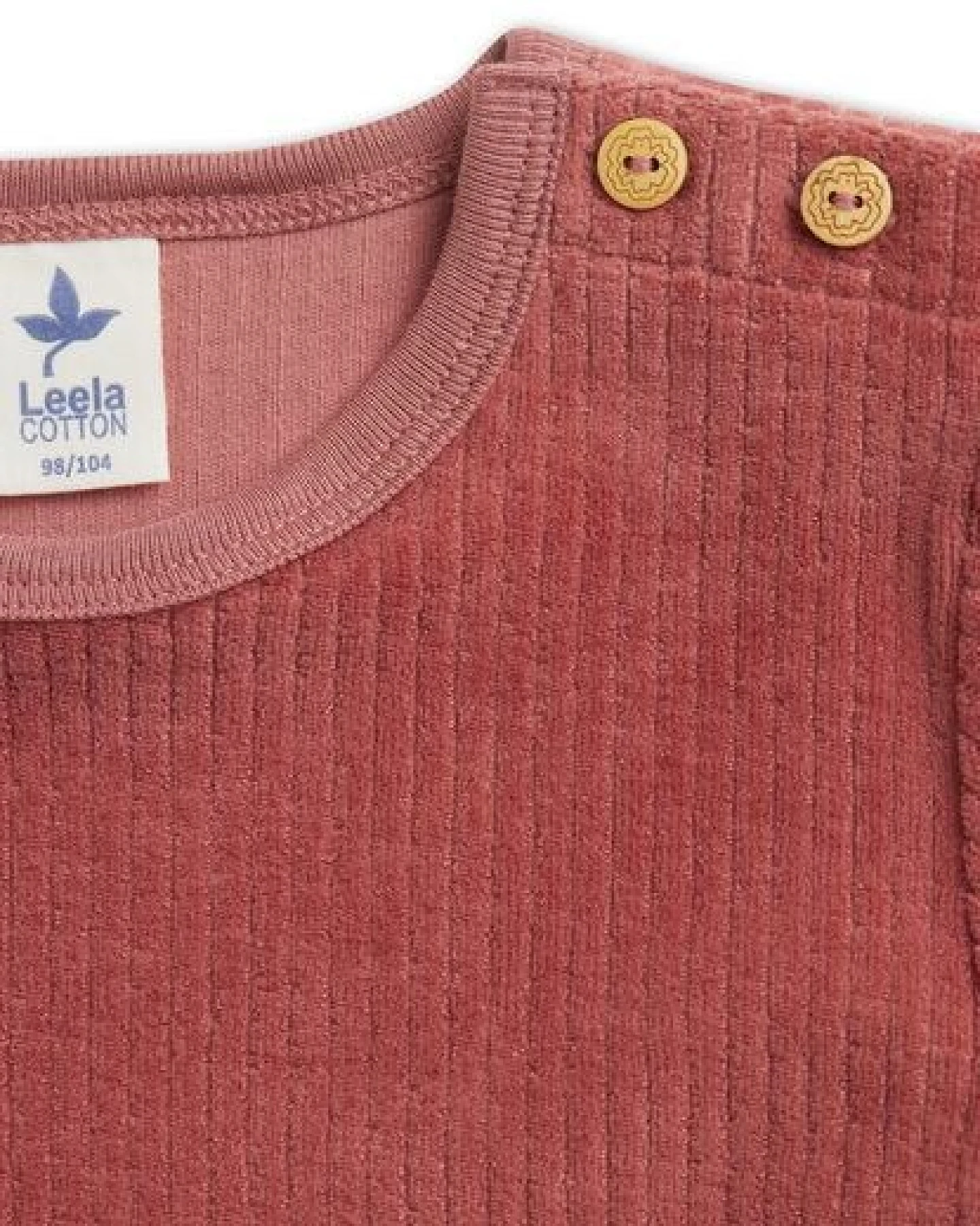 Leela Cotton Nachhaltiges Kinder Langarmkleid aus Cordstoff – 100% Bio Baumwolle Langarm-Kleid für Mädchen, Strickkleid mit Rundhalsausschnitt – Ansicht 3