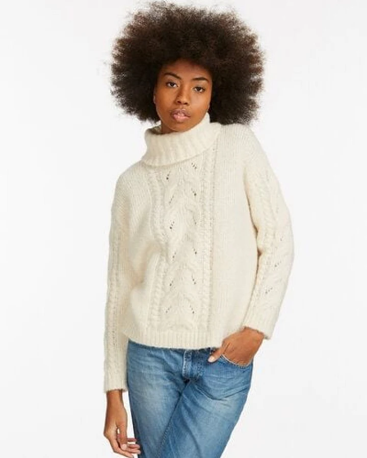 Les Racines Du Ciel CORNALINE Rollkragen Pullover aus Alpaca und Bio-Baumwolle
