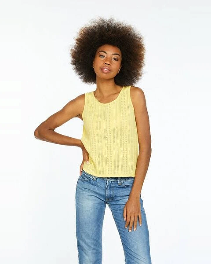 Les Racines Du Ciel Lace Debardeur Stricktop aus Biobaumwolle, Yellow