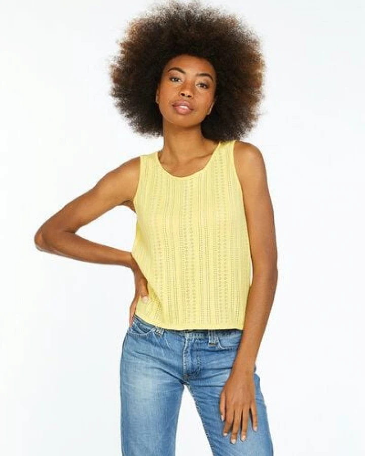 Les Racines Du Ciel Lace Debardeur Stricktop aus Biobaumwolle, Yellow