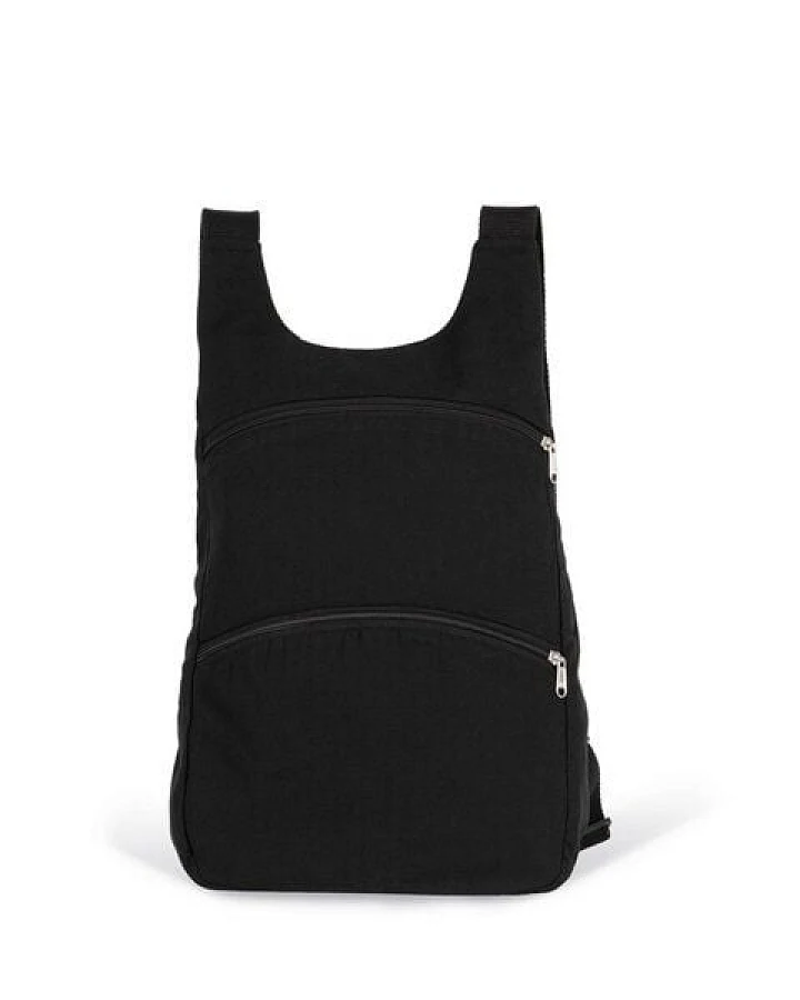 YTWOO Recycelter schwarzer Rucksack mit Anti-Diebstahlschutz-Tasche auf der Rückseite