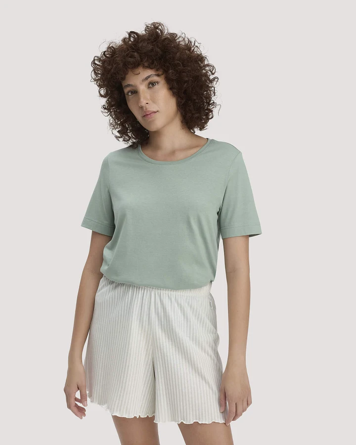 hessnatur Damen Schlaf T-Shirt PURE COTTON aus Bio-Baumwolle - grün - Größe 34