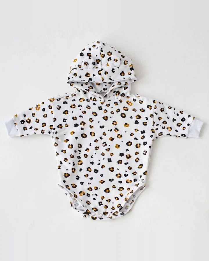 Baby Hoodie *Leopard weiß* Bio Baumwolle