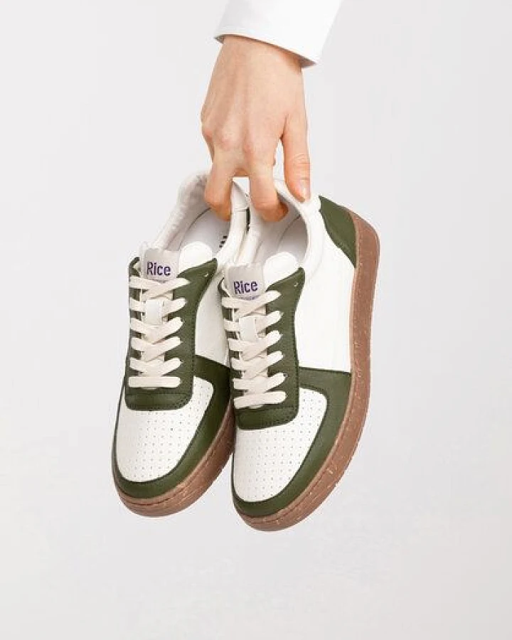 RICE Sneaker Vegan Unisex - OPEN21 Green Ecru