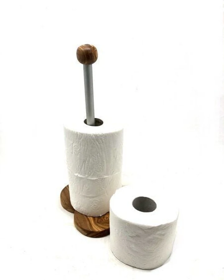 Olivenholz erleben WC-Rollenhalter KLASSIK & DESIGN mit Sockel in Herzfrom aus Olivenholz