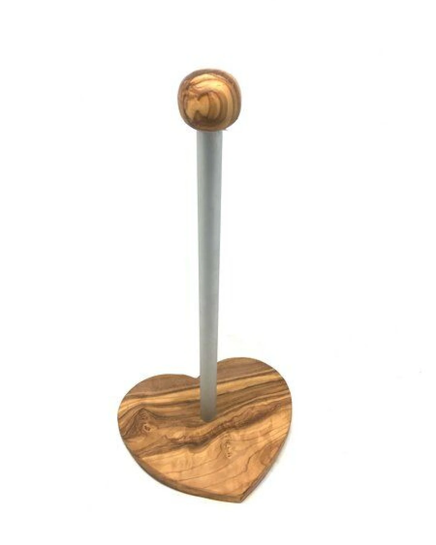 Olivenholz erleben WC-Rollenhalter KLASSIK & DESIGN mit Sockel in Herzfrom aus Olivenholz – Ansicht 2