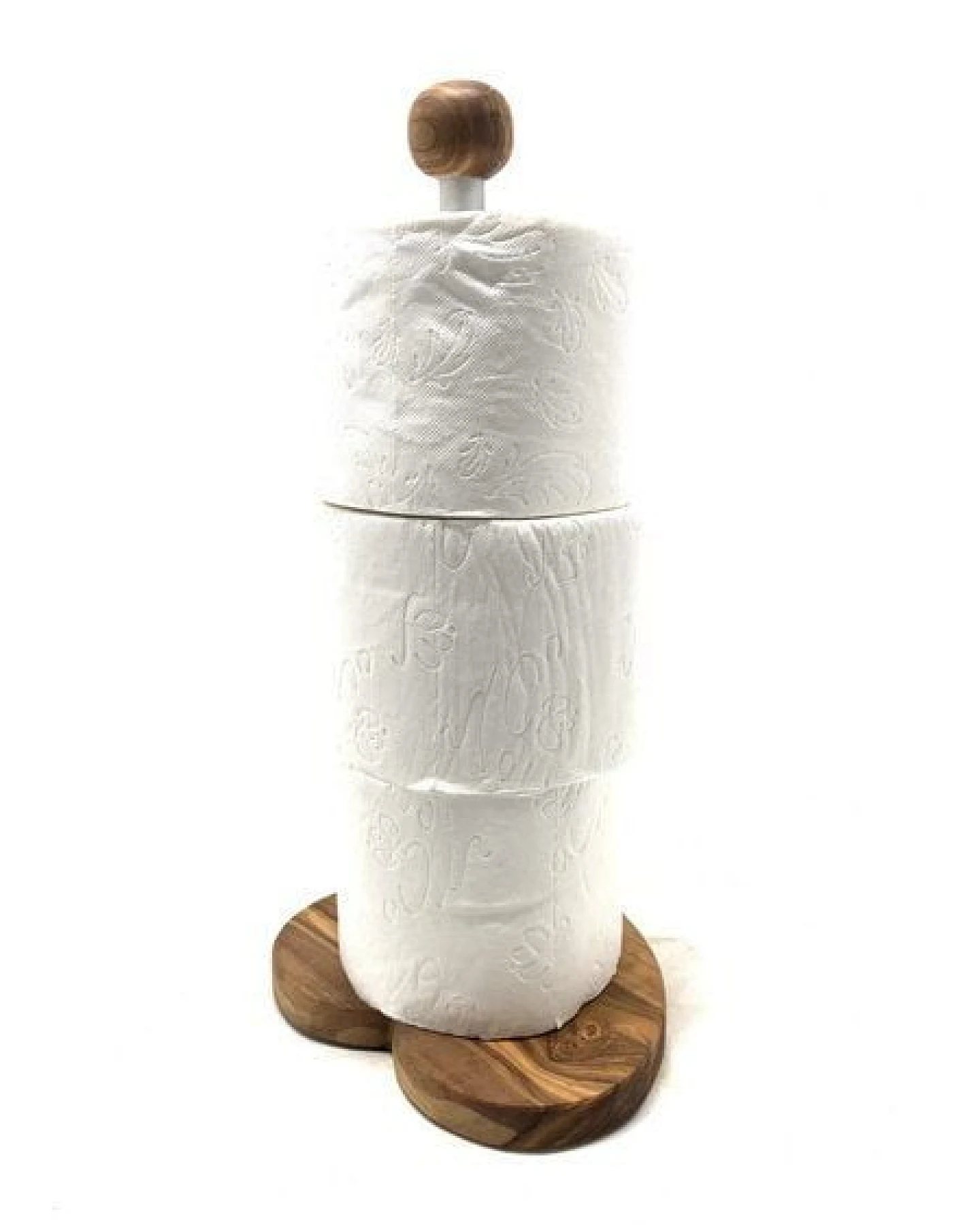 Olivenholz erleben WC-Rollenhalter KLASSIK & DESIGN mit Sockel in Herzfrom aus Olivenholz – Ansicht 4