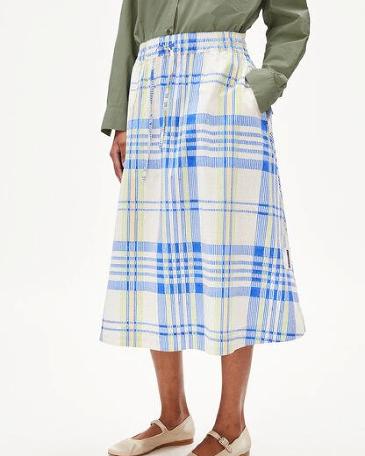 ARMEDANGELS ELODIAA COLLEGE CHECK - Damen Webrock Loose Fit aus Bio-Baumwolle