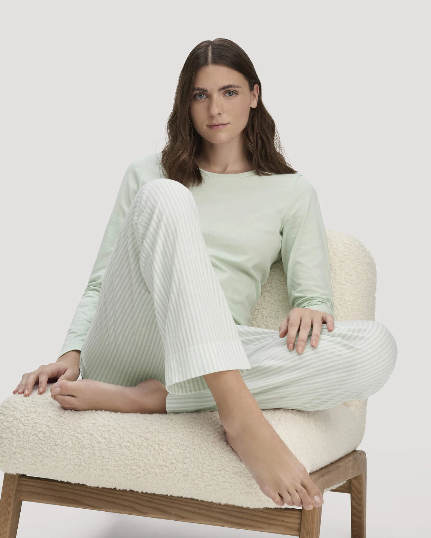 hessnatur Damen Schlafhose PURE COTTON aus Bio-Baumwolle - grün - Größe 34 – Ansicht 2