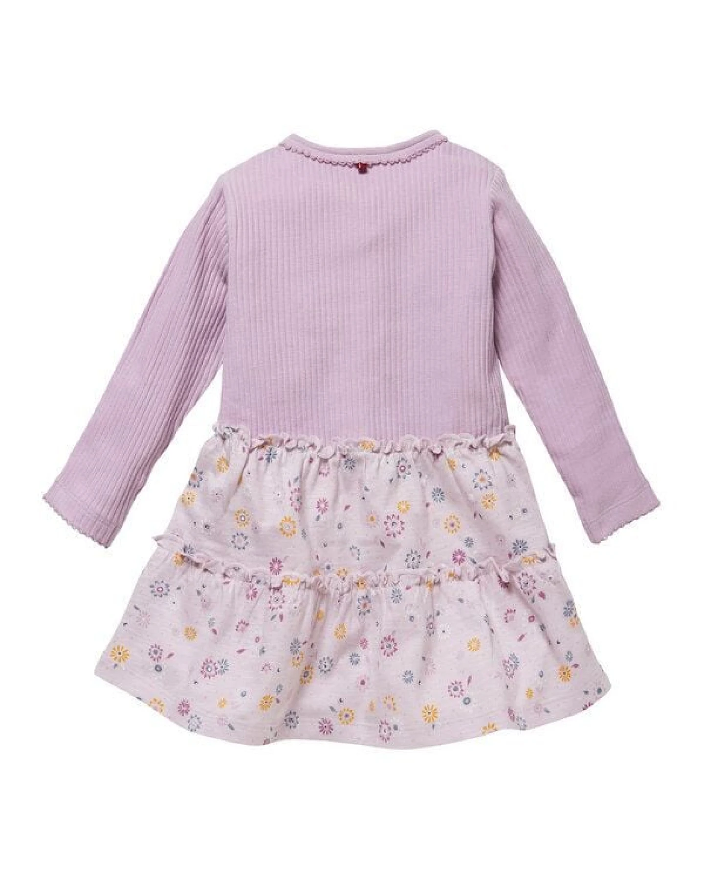 People Wear Organic Langarm-Kleid im Stoffmix, flieder bedruckt mit Frühlingsblumen, aus Bio-Baumwolle – Ansicht 3