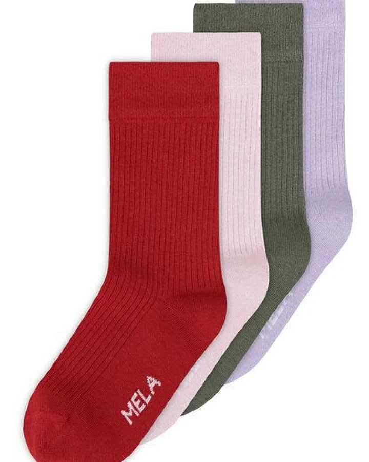 MELA Gerippte Socken 4 Paare aus 100% Bio-Baumwolle