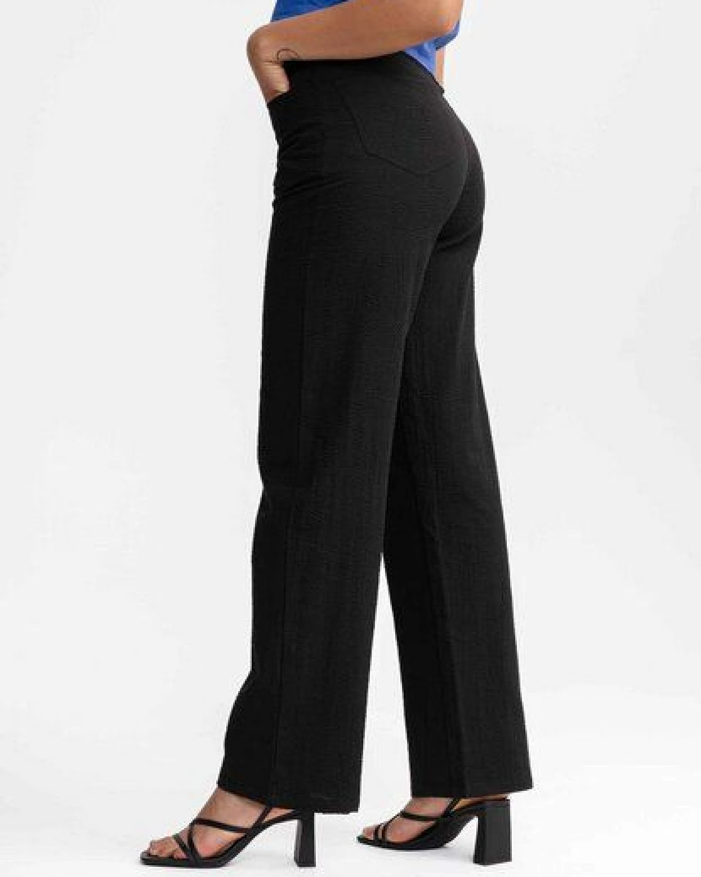Seersucker Hose mit hohem Bund und weitem Bein PAULAMI – Ansicht 2