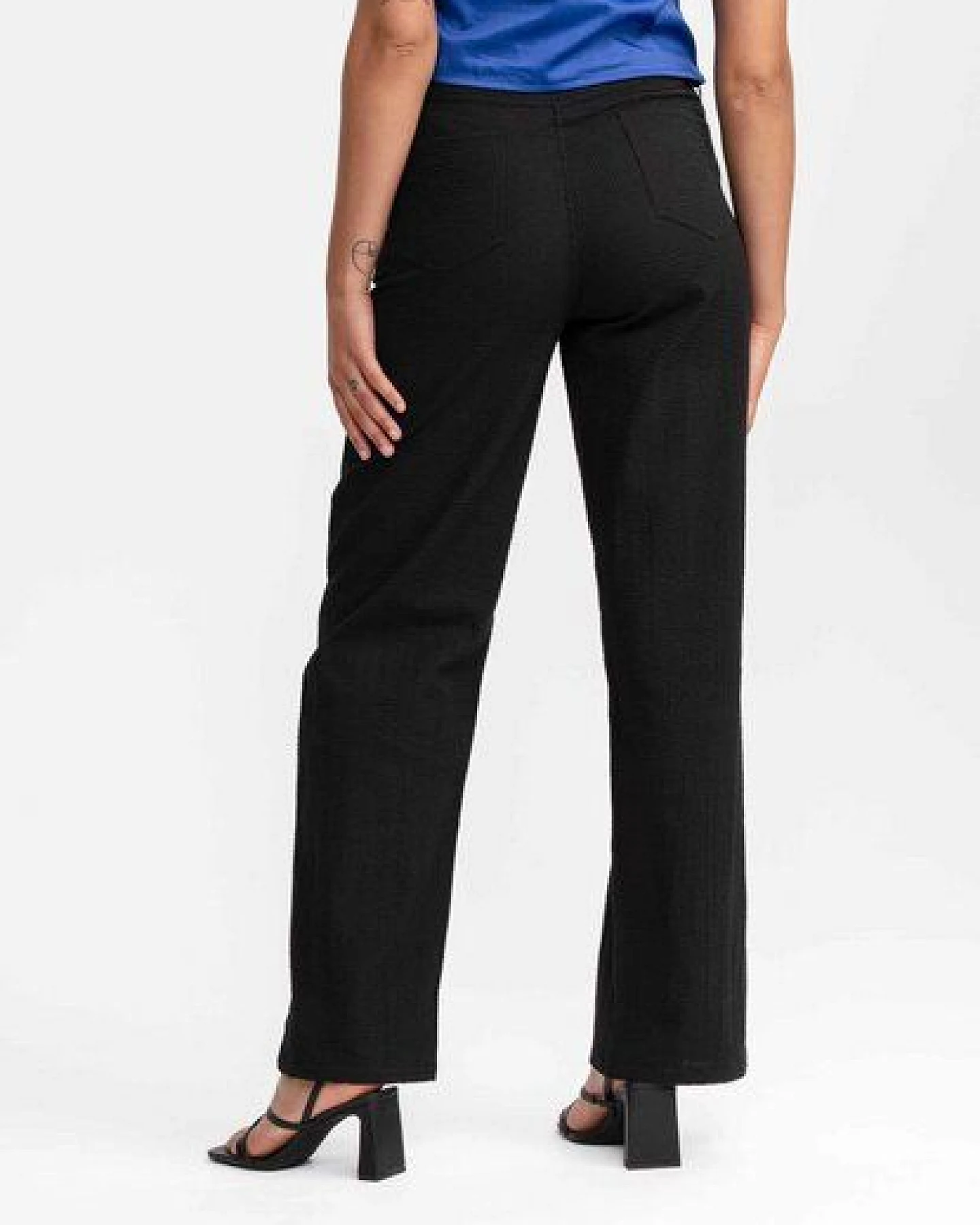 Seersucker Hose mit hohem Bund und weitem Bein PAULAMI – Ansicht 3