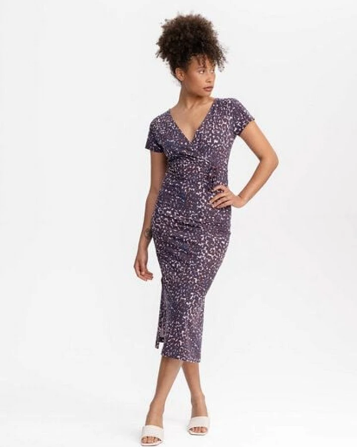 V-Neck Kleid lang Style SHREOSHI