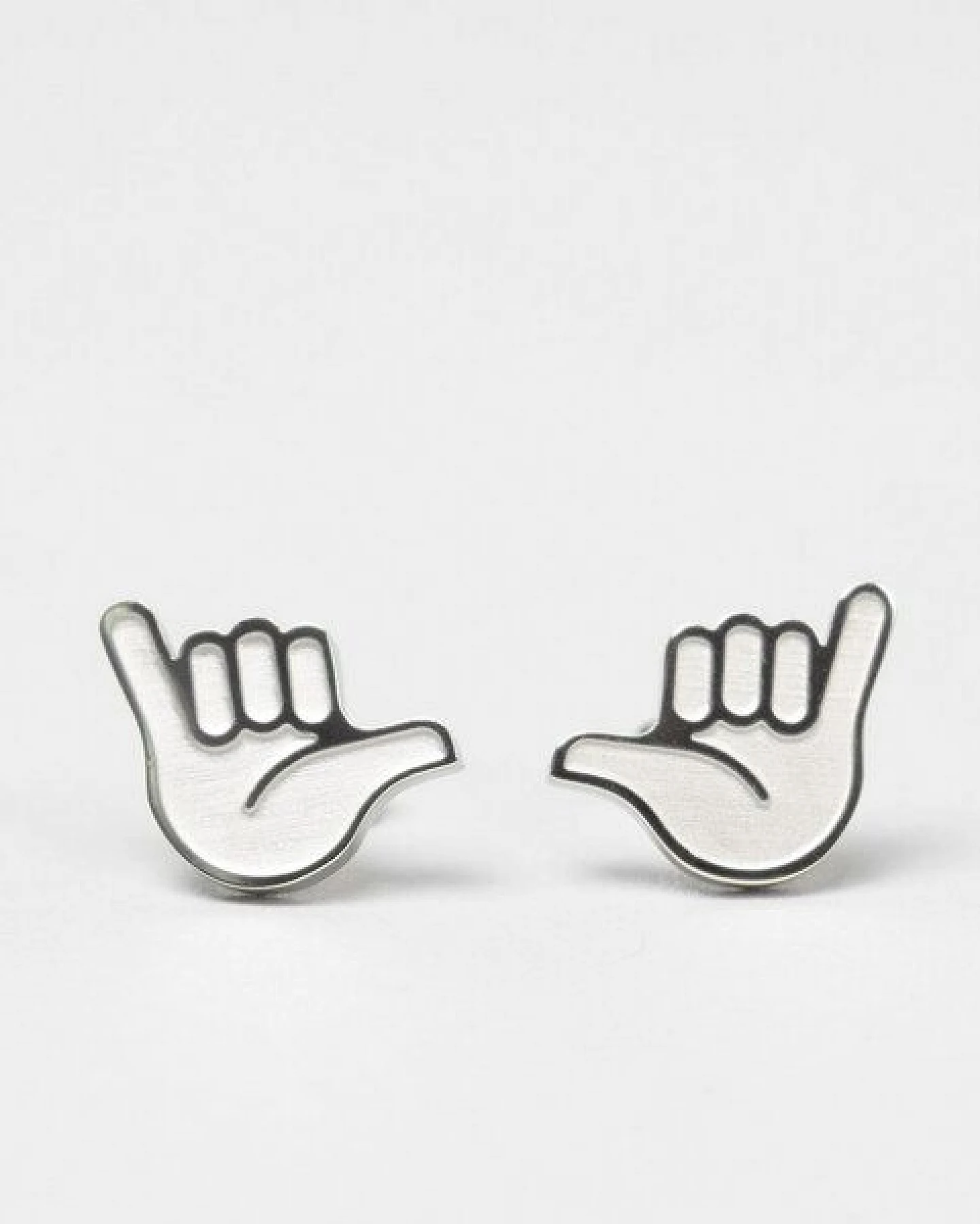 Fyngers Ohrstecker aus chirurgischen Edelstahl hochglanzpoliert - Modell HANG LOOSE – Ansicht 3