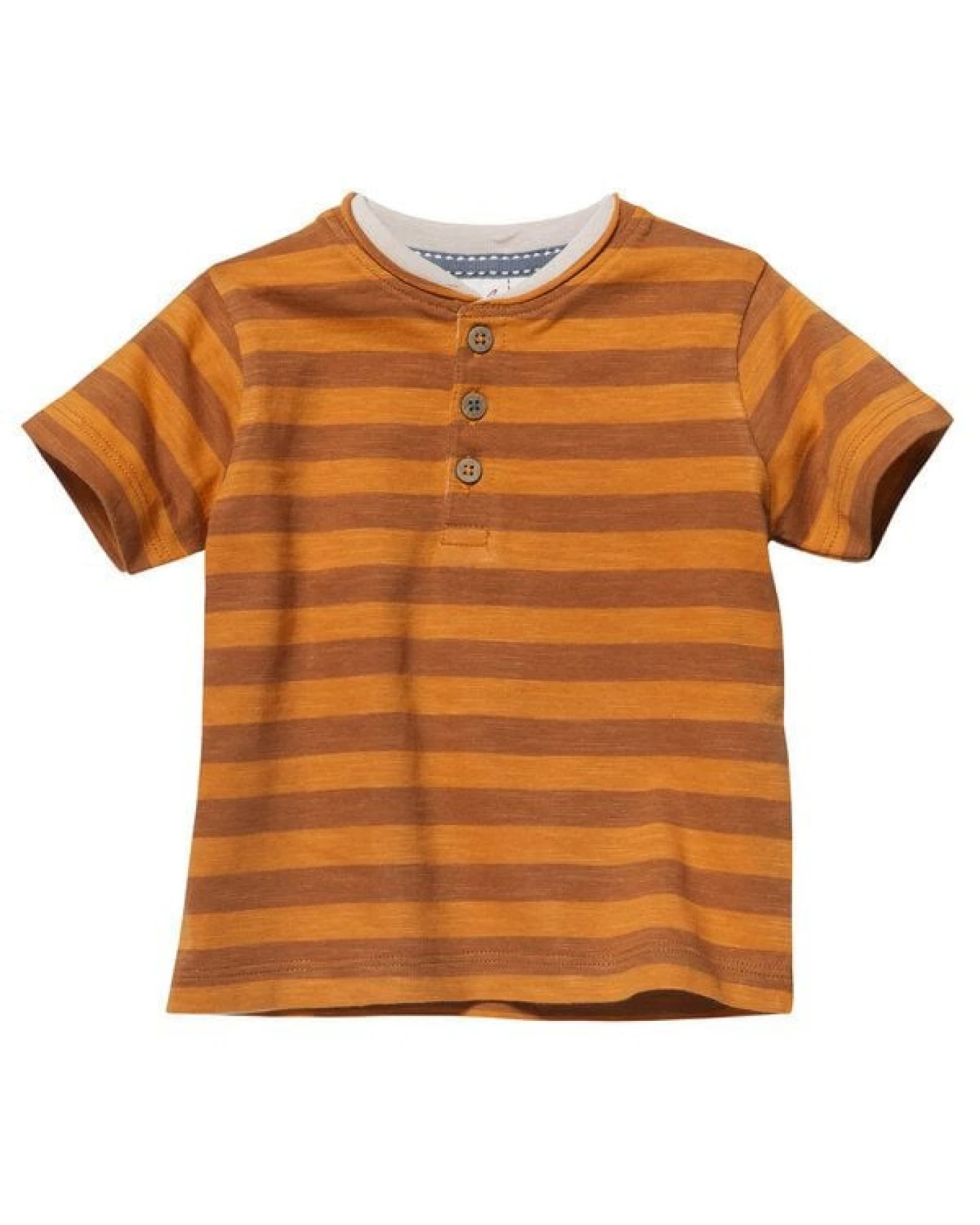 People Wear Organic Kurzarm-Shirt Doppelpack, dunkelblau gestreift mit Druck-Applikation "Krebs" & orange, aus Bio Baumwolle – Ansicht 4