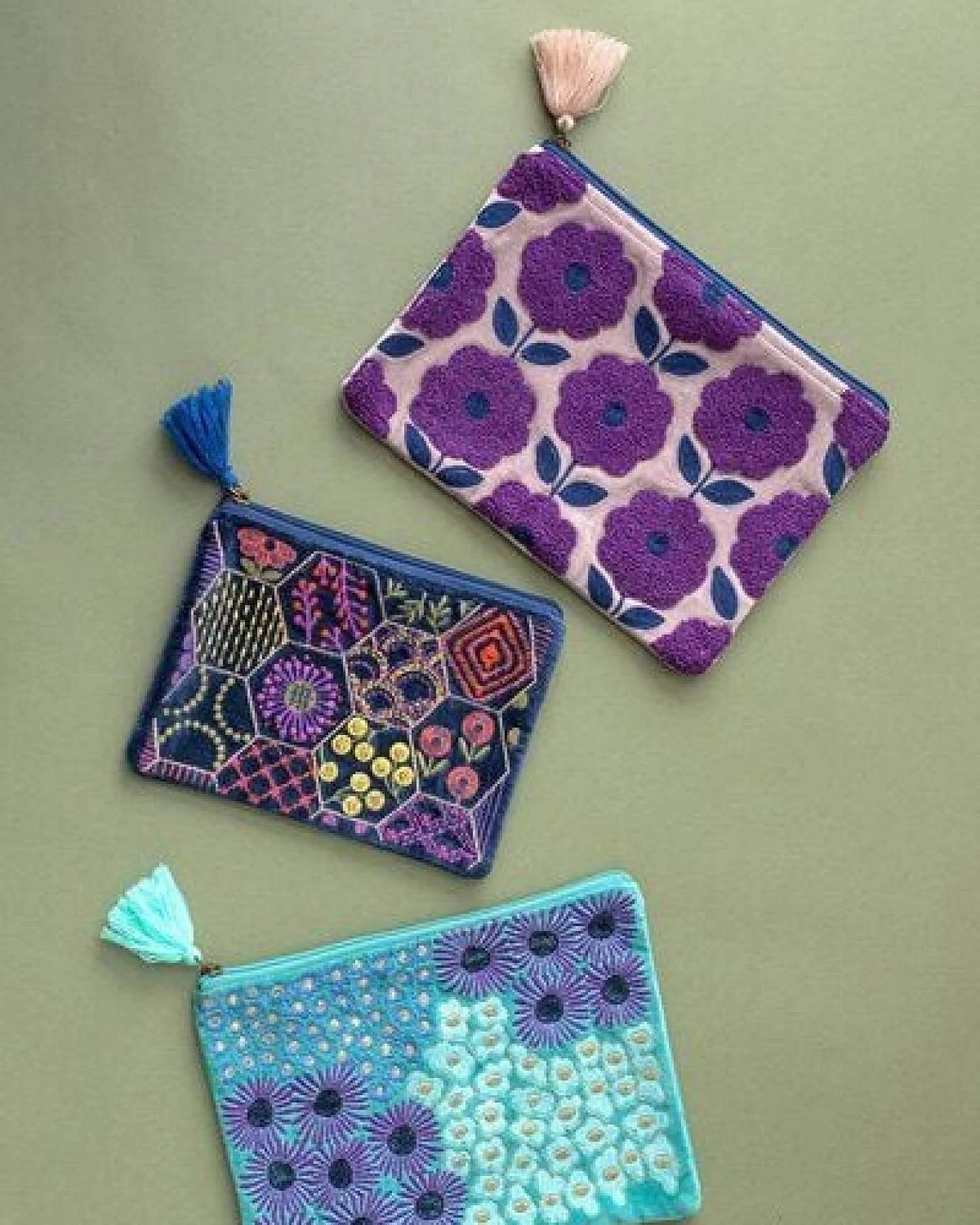 TRANQUILLO Samttäschchen floralen Designs 26 x 18 cm (BAG273, BAG274, BAG304, BAG305) – Ansicht 4
