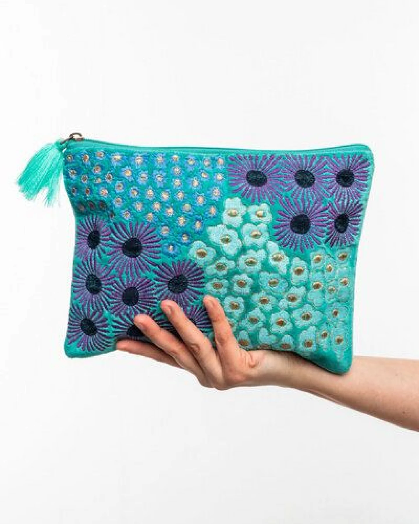 TRANQUILLO Samttäschchen floralen Designs 26 x 18 cm (BAG273, BAG274, BAG304, BAG305) – Ansicht 3