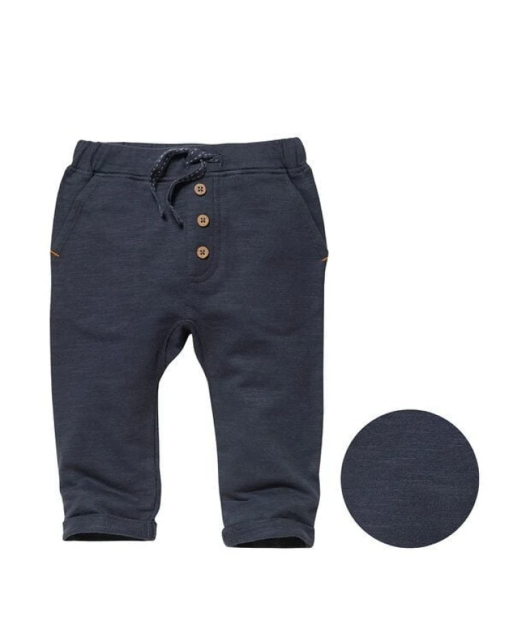 People Wear Organic Sweathose mit angedeutem Knopfverschluss, dunkelblau, aus Bio-Baumwolle