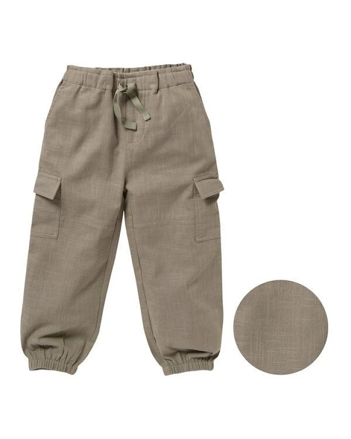 People Wear Organic Cargohose aus Musselin mit aufgesetzten Klappentaschen, khaki, aus Bio-Baumwolle