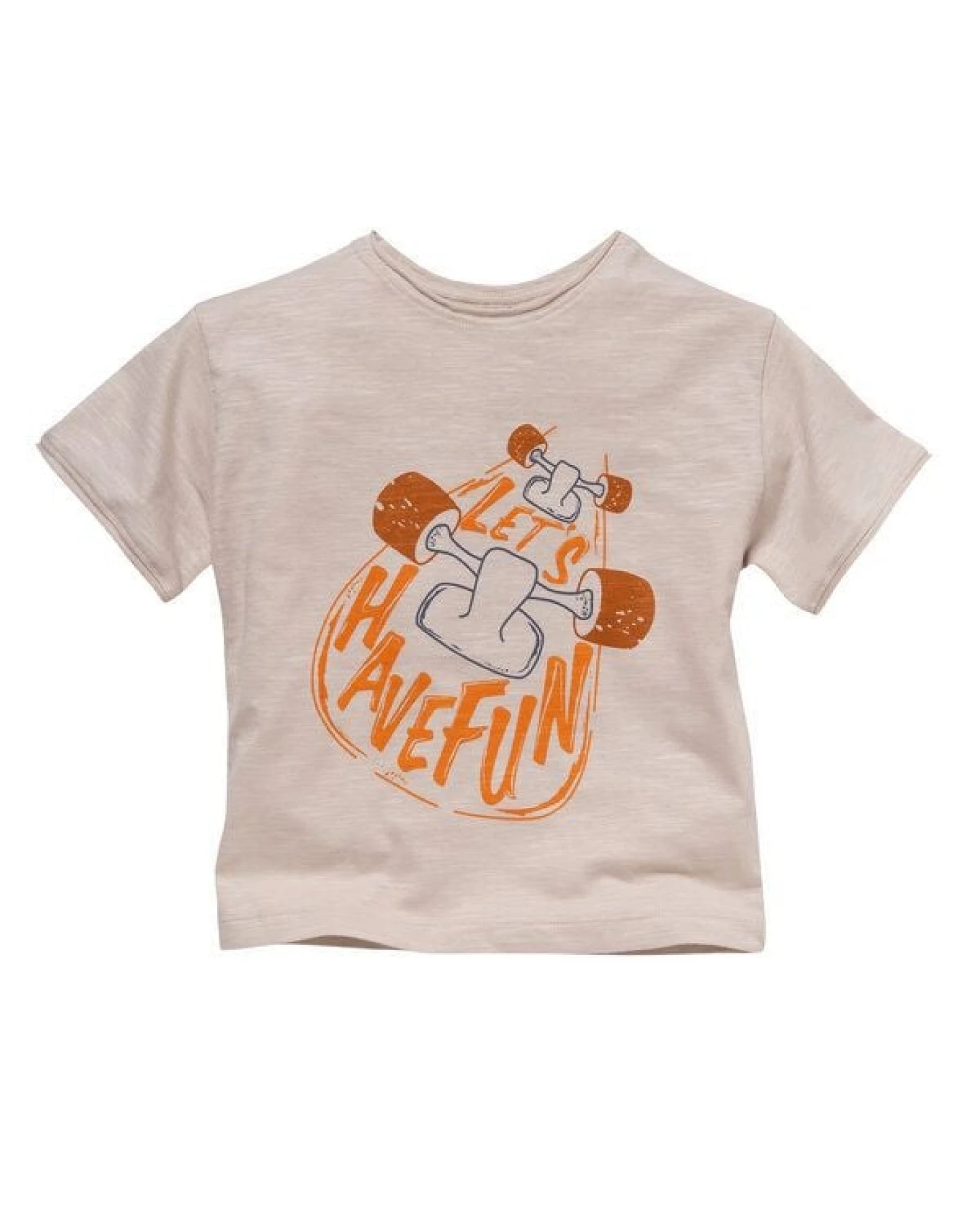 People Wear Organic Doppelpack Kurzarm-Shirts, orange mit Brusttasche und beige mit Skaterprint, aus Bio-Baumwolle – Ansicht 4