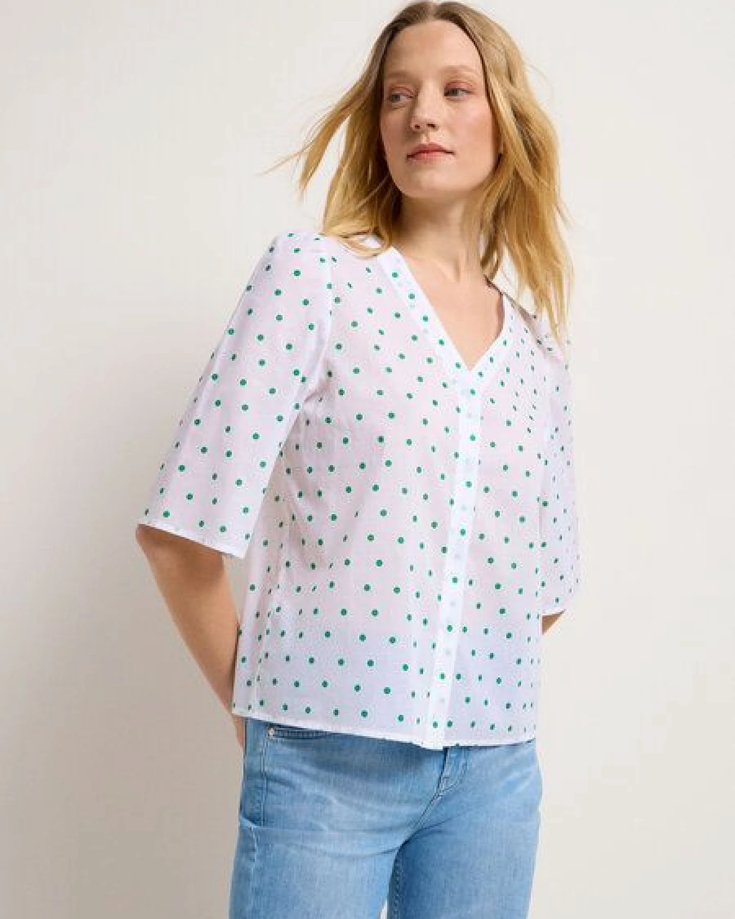 LANIUS 3/4-Arm Bluse aus Bio-Baumwolle – Ansicht 2
