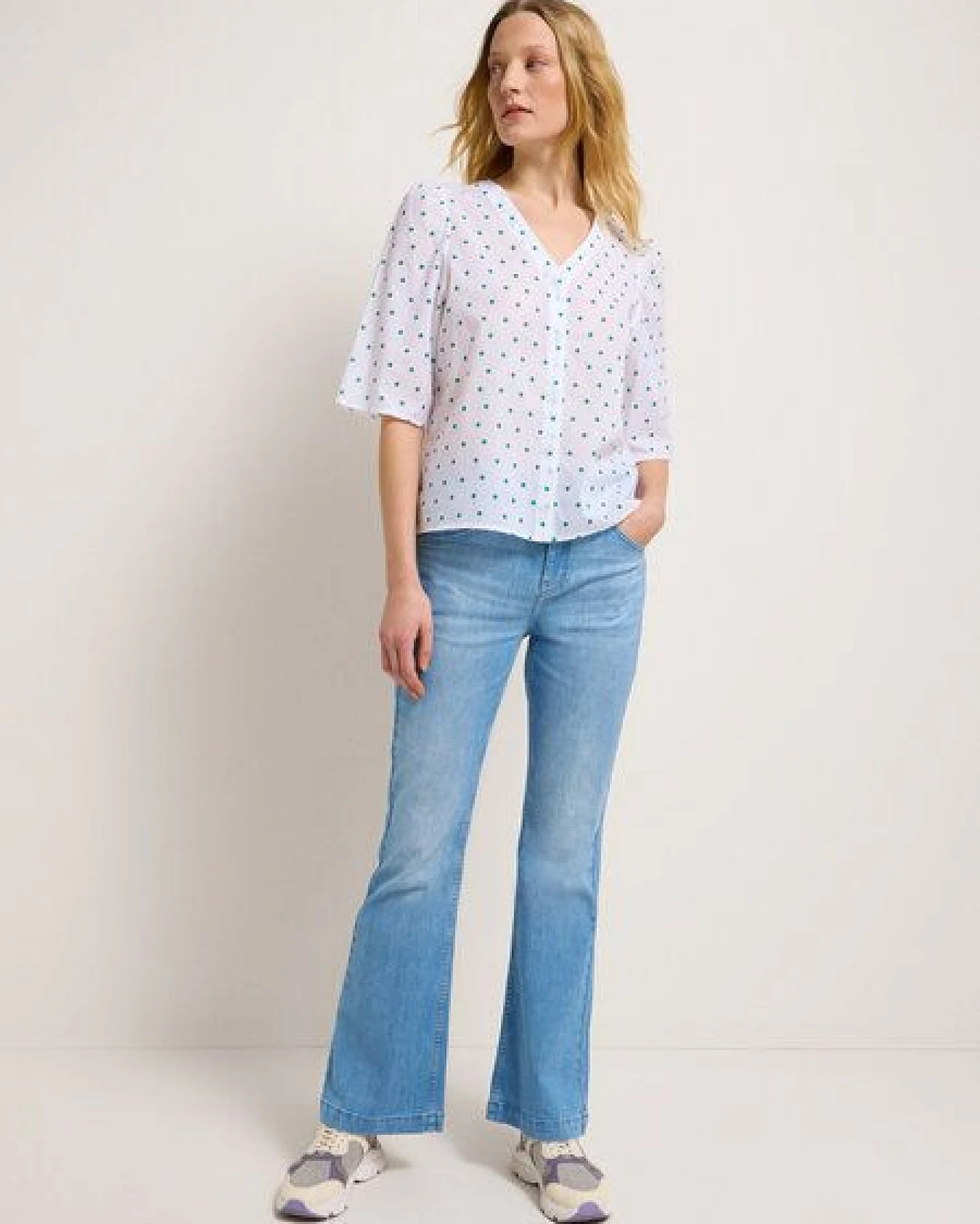 LANIUS 3/4-Arm Bluse aus Bio-Baumwolle – Ansicht 3