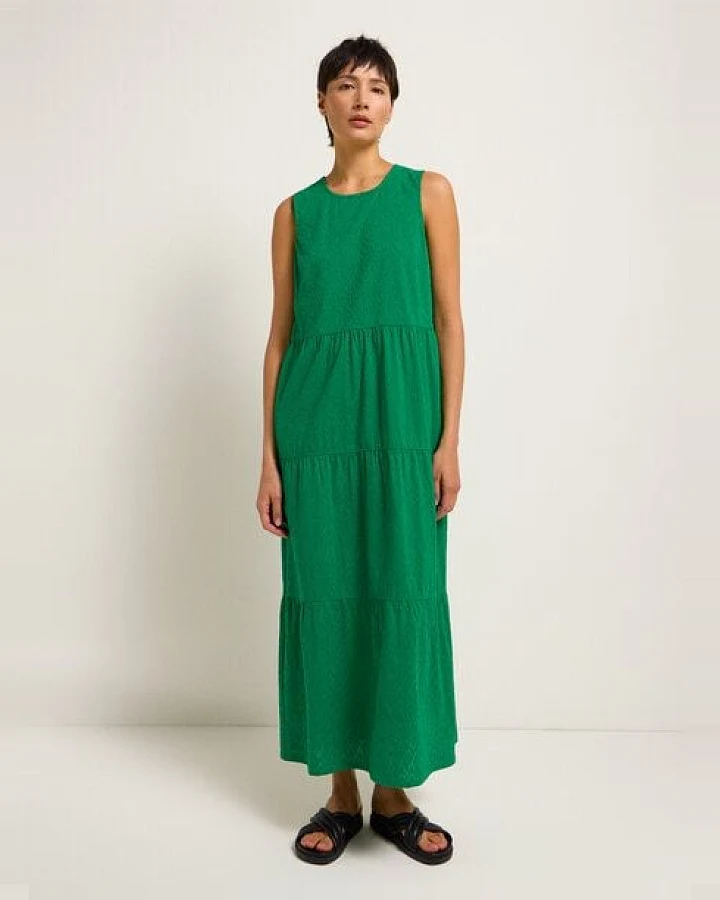 LANIUS Maxikleid mit Stickerei aus Bio-Baumwolle