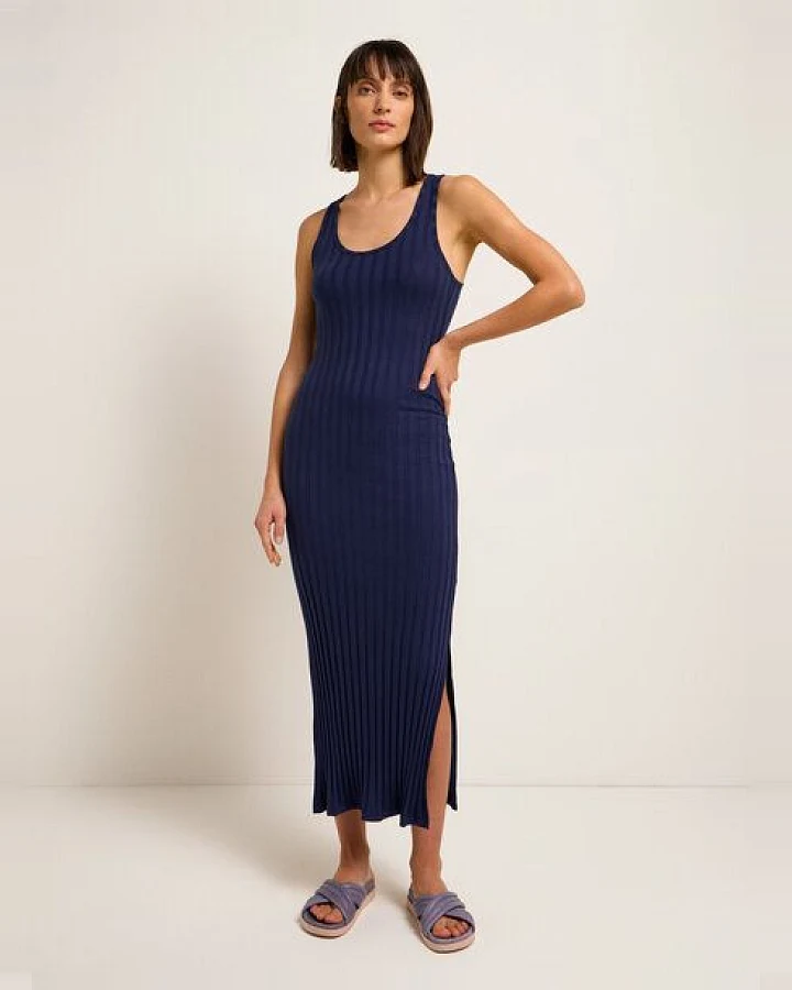 LANIUS Maxikleid in Rippoptik aus TENCEL Modal und Bio-Baumwolle
