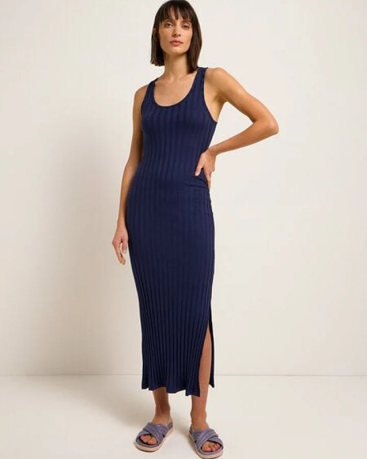 LANIUS Maxikleid in Rippoptik aus TENCEL Modal und Bio-Baumwolle