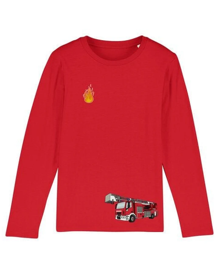 Spangeltangel Kinder-Langarmshirt "Feuerwehr" rot, Biobaumwolle