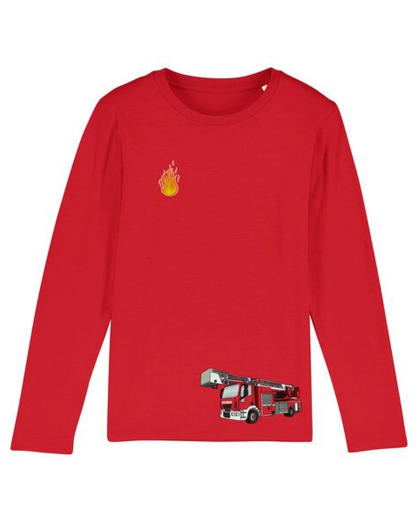 Spangeltangel Kinder-Langarmshirt "Feuerwehr" rot, Biobaumwolle – Ansicht 2