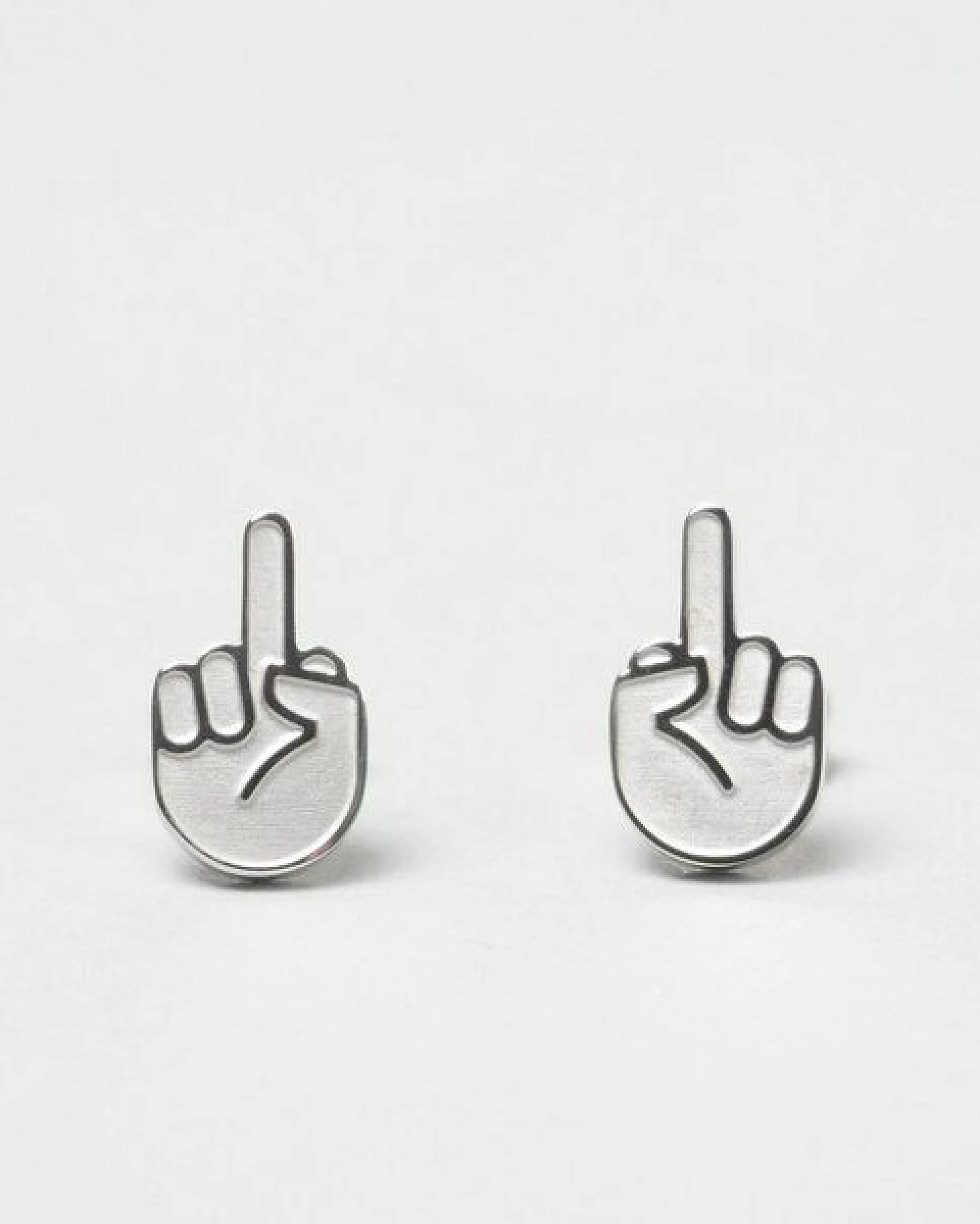 Fyngers Ohrstecker aus chirurgischen Edelstahl hochglanzpoliert - Modell F*CK YOU – Ansicht 4