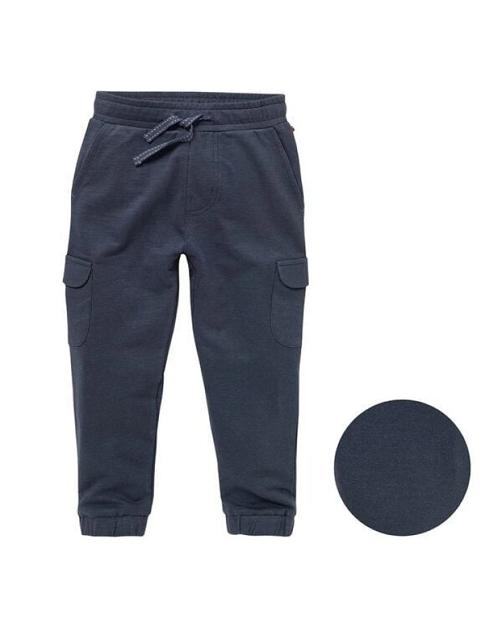 People Wear Organic Sweat-Hose mit aufgesetzten Klappentaschen am Oberschenkel, dunkelblau, aus Bio-Baumwolle