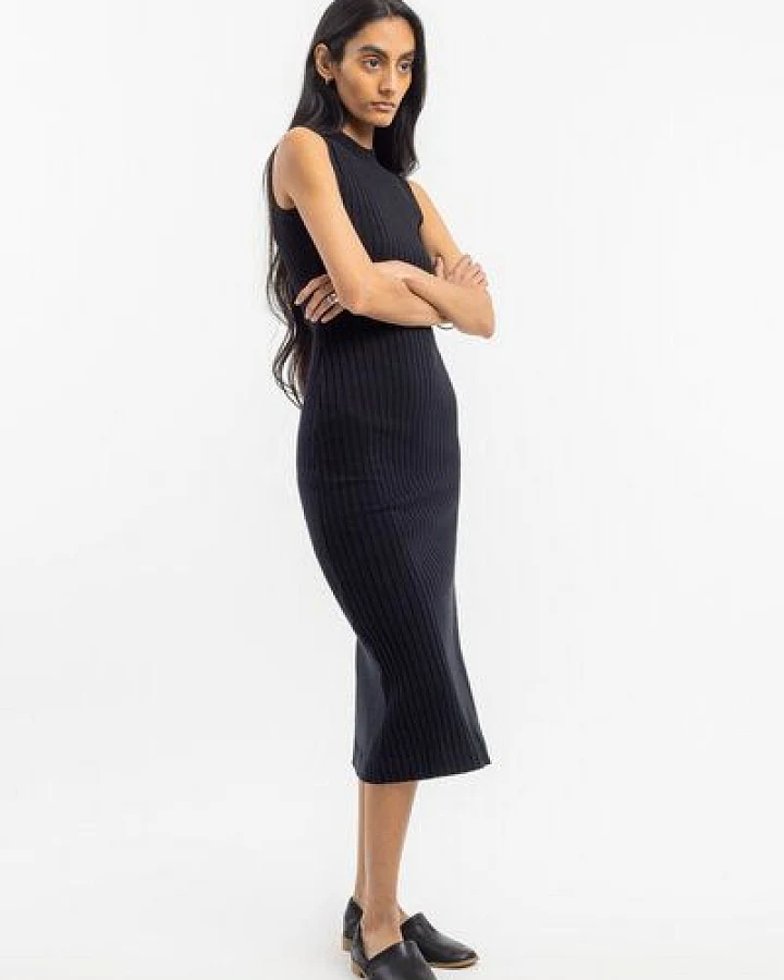 Rotholz Geripptes Kleid Bio Baumwolle