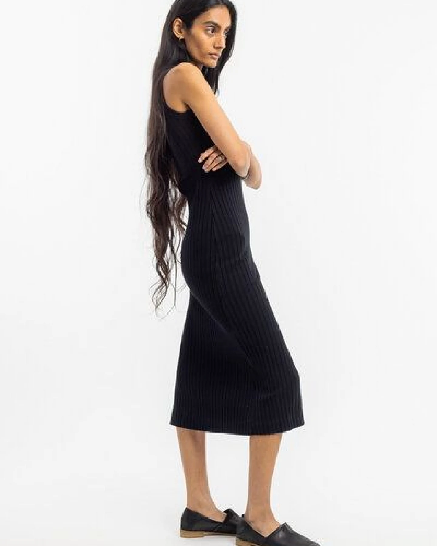 Rotholz Geripptes Kleid Bio Baumwolle – Ansicht 4