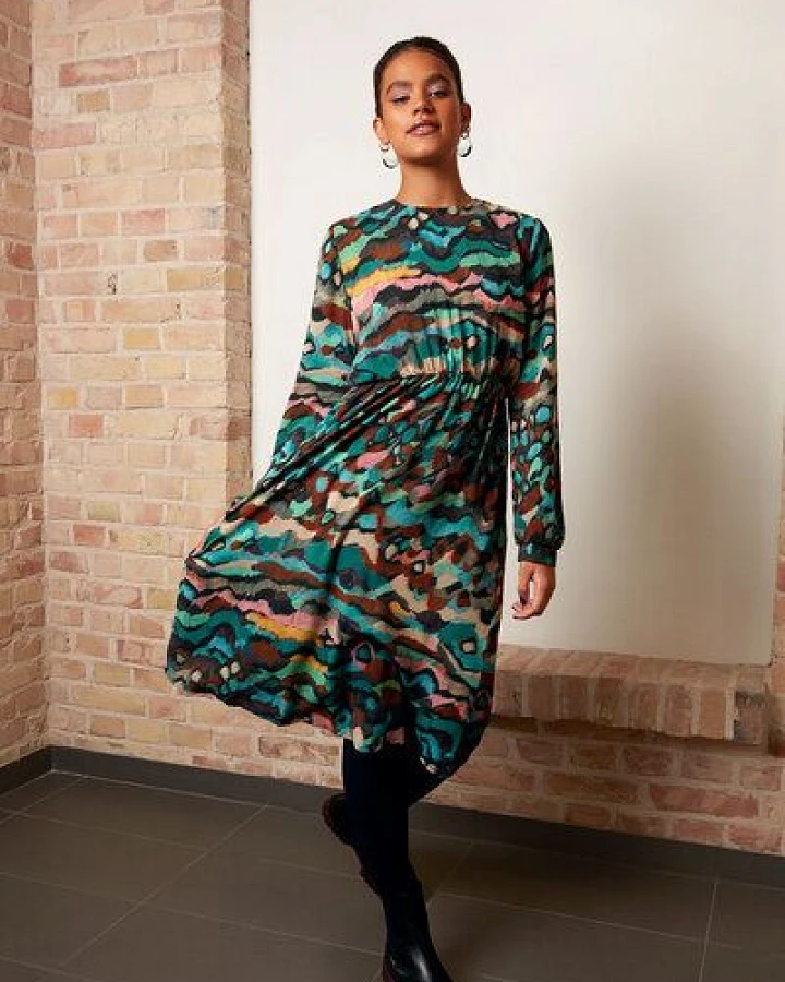 WiDDA berlin Midikleid mit grafischem Muster aus ECOVERO