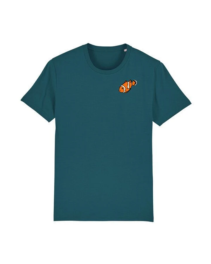 Spangeltangel T-Shirt bedruckt, "Clownfisch", nachhaltig, Biobaumwolle, Brustprint, Herren, Männer, bio, Tiere, Fische, Meer, Ozean