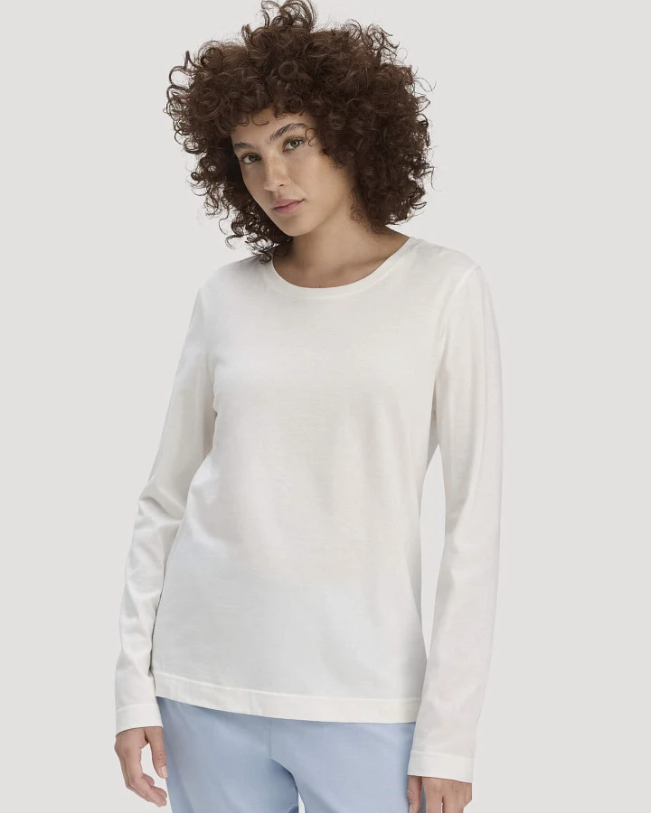 hessnatur Damen Schlaf Shirt PURE COTTON aus Bio-Baumwolle - weiß - Größe 34