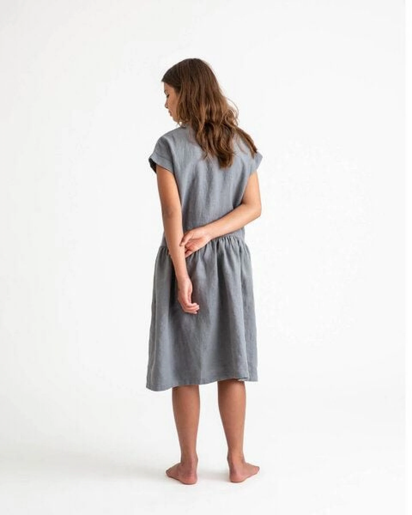 Matona Leinenkleid für Kinder mit kurzen Ärmeln / Simple Dress – Ansicht 2