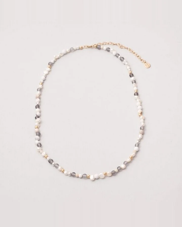 fejn jewelry Kette 'winter pearl' mit Süsswasserperlen und Halbedelsteinen