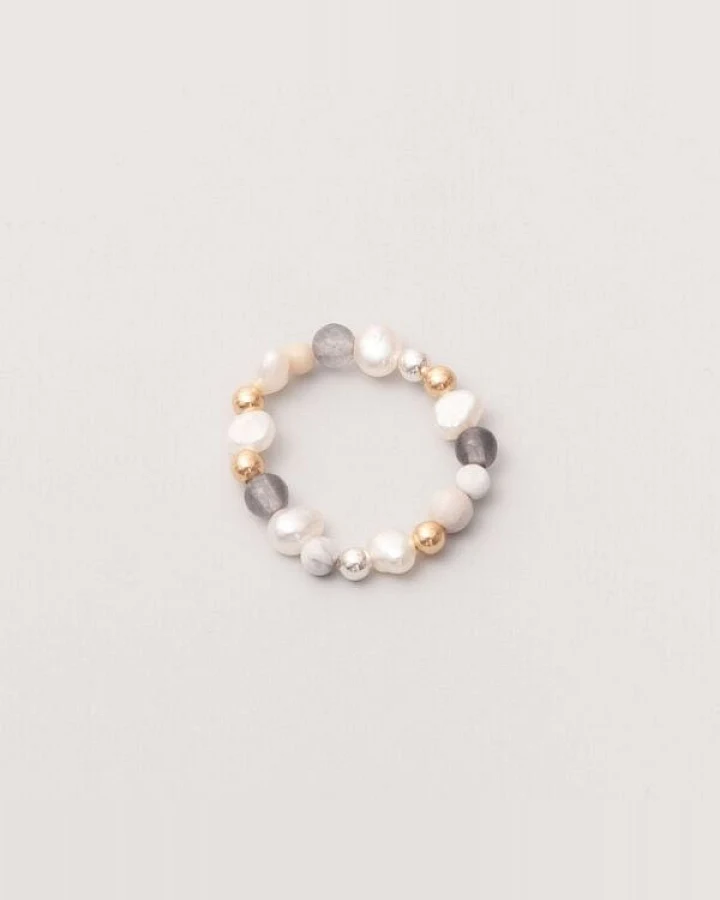 fejn jewelry Ring 'winter pearl' mit Süsswasserperlen und Halbedelsteinen