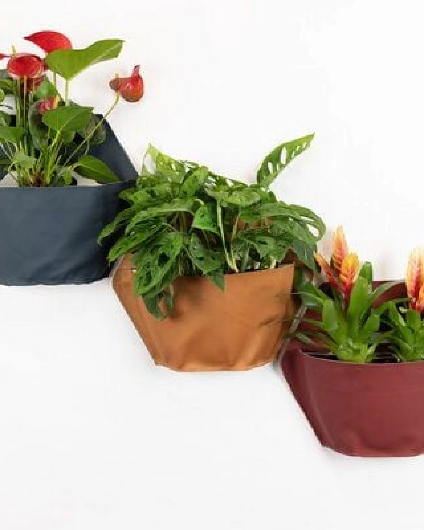 CitySens Packung mit 3 Bunten Wand-Blumentöpfen aus hochwertigen Altstoffen – Ansicht 2