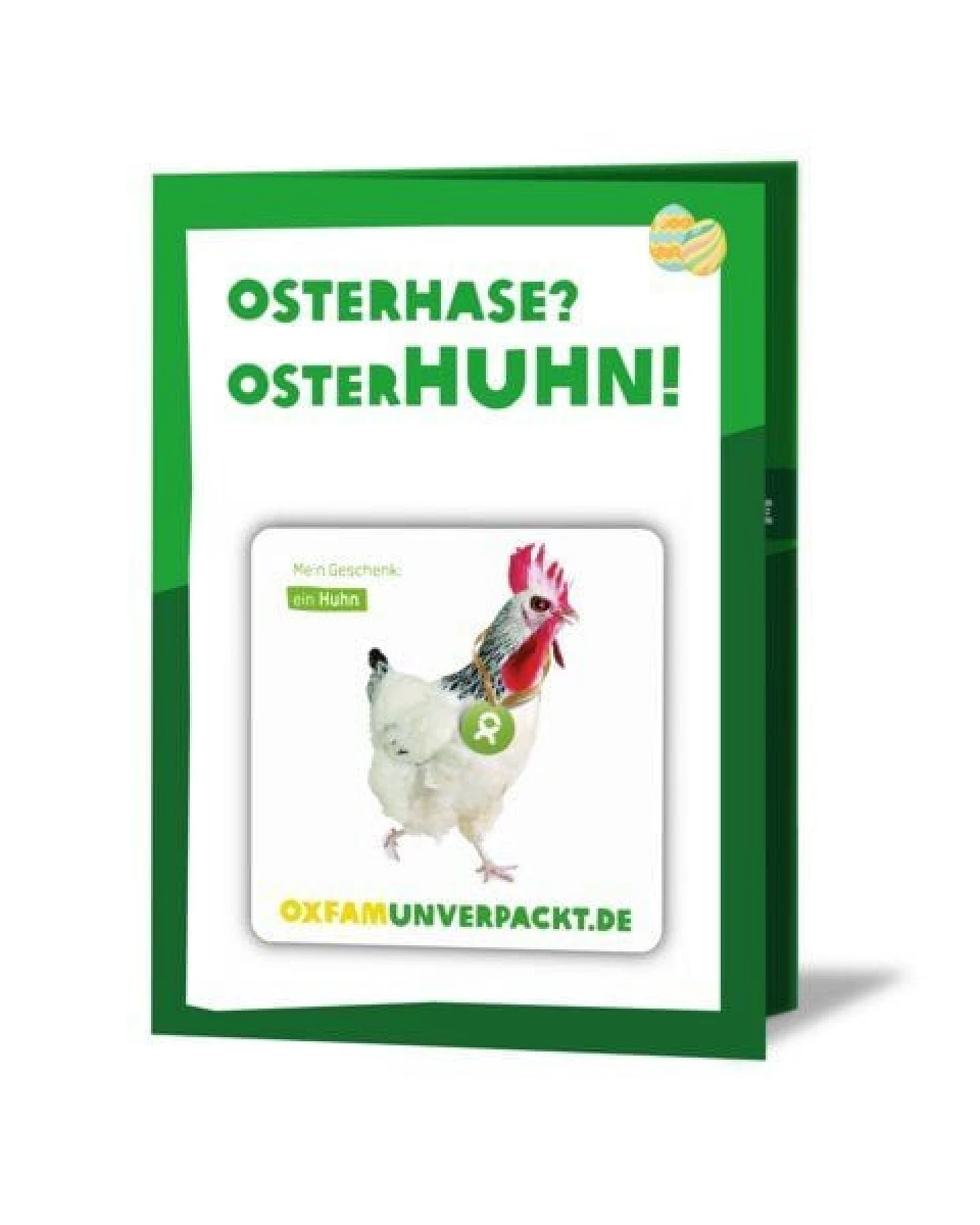 OxfamUnverpackt Spenden-Geschenk "Huhn" (Osterkarte mit Magnet) – Ansicht 2